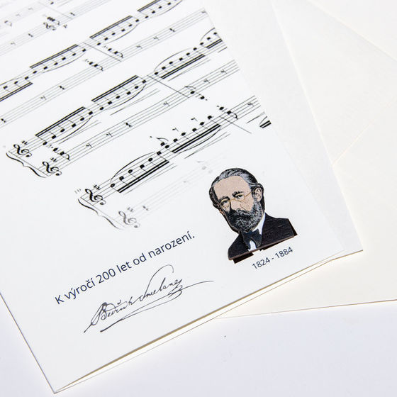 Greeting card with wooden jewel Bedřich Smetana