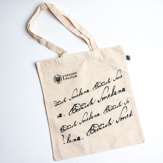 Cotton shopping bag decorated with Bedřich Smetana's signature